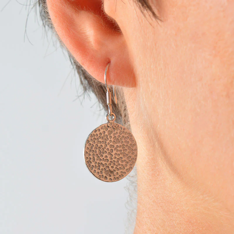 Silver Hammered Earrings - Image 2
