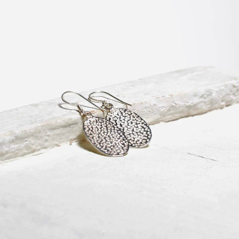 Silver Hammered Earrings - Image 3