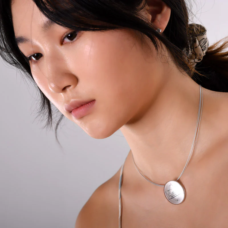Sri Aurobindo Symbol Silver-in-Glass Pendant - Image 3