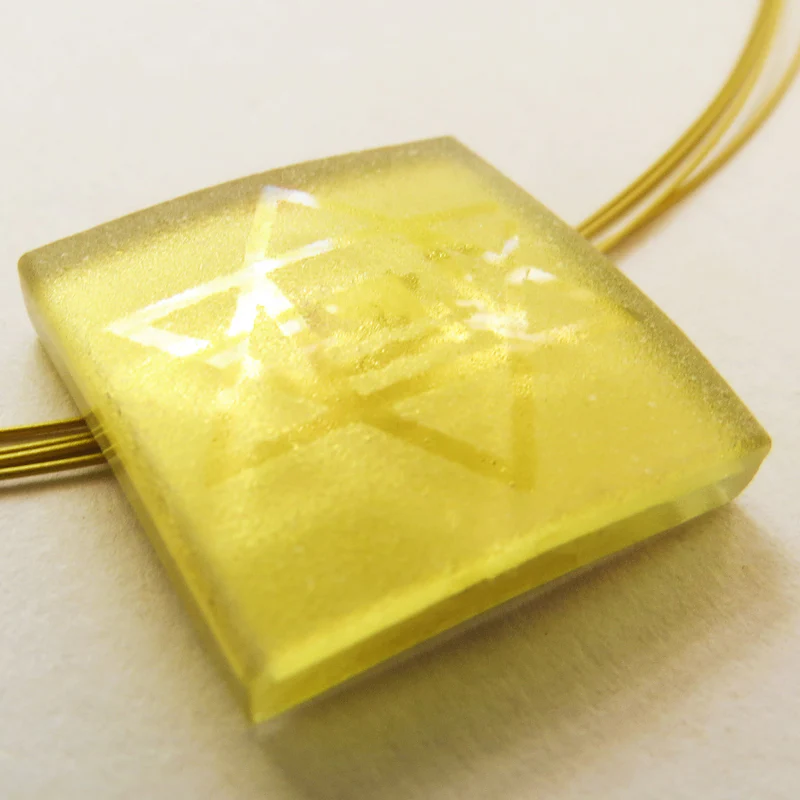 Sri Aurobindo Symbol Square Pendant  (Gold-in-Glass) - Image 2