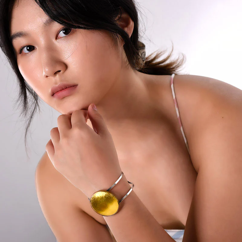 Sun Cuff Bracelet Gold-in-Glass - Image 3