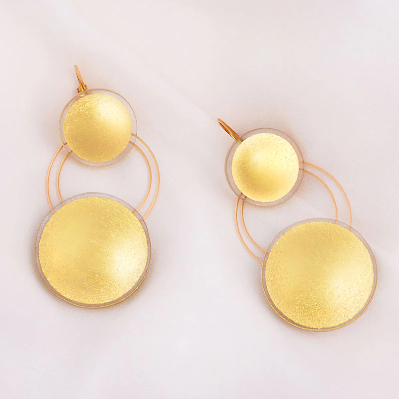Double Sun Earrings (Gold-in-Glass) - Image 4
