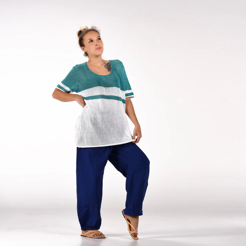 Tessie Half-Sleeve Organic Cotton Hand Knit Top - Image 4