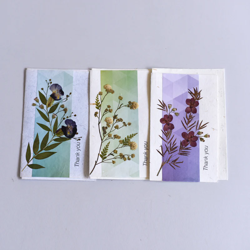 Thank you - Handmade Greeting Card - Set of 3