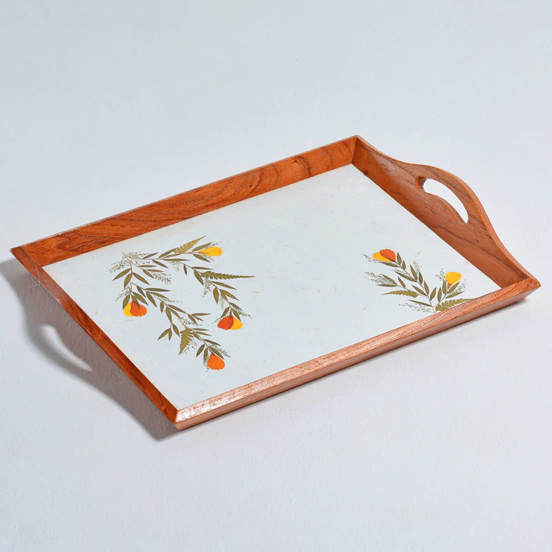 Tray with Handles - Cosmos Flower with Bamboo Grass - Image 3