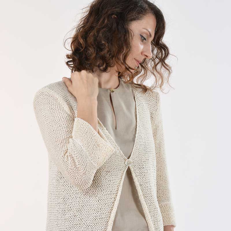 Trinidad Organic Cotton Hand Knit Cardigan - Image 3