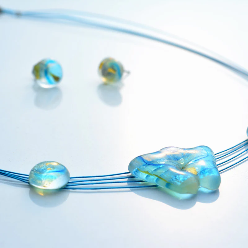 Turquoise Silver-in-Glass Set (Blue & Gold) - Image 3