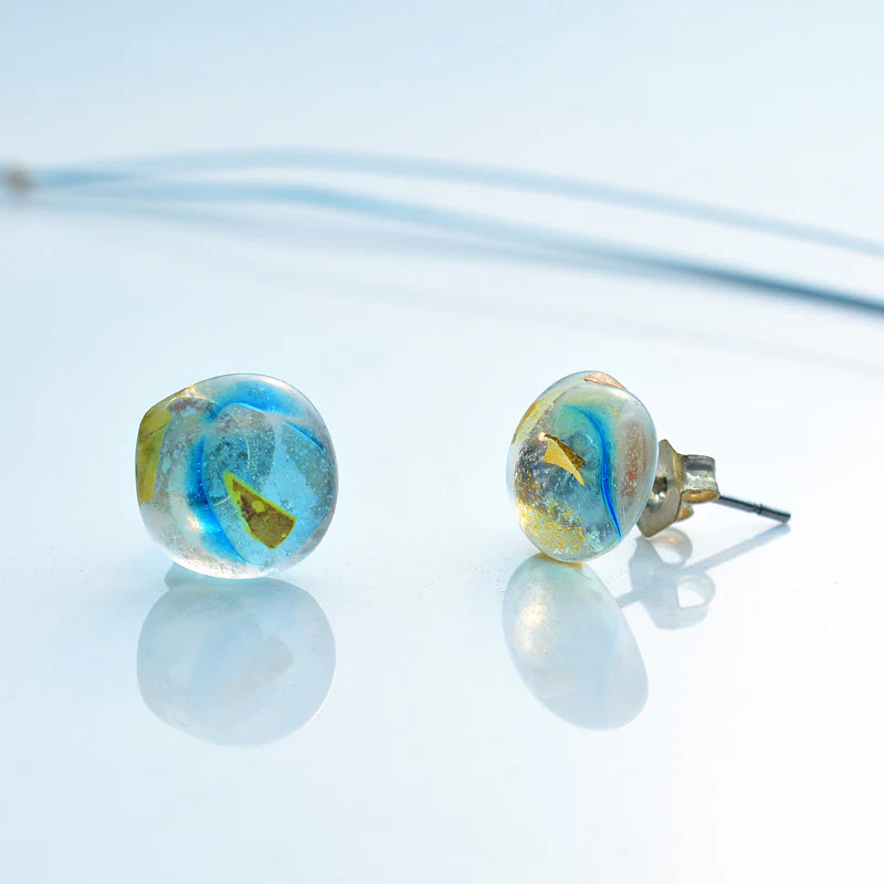 Turquoise Silver-in-Glass Set (Blue & Gold) - Image 4