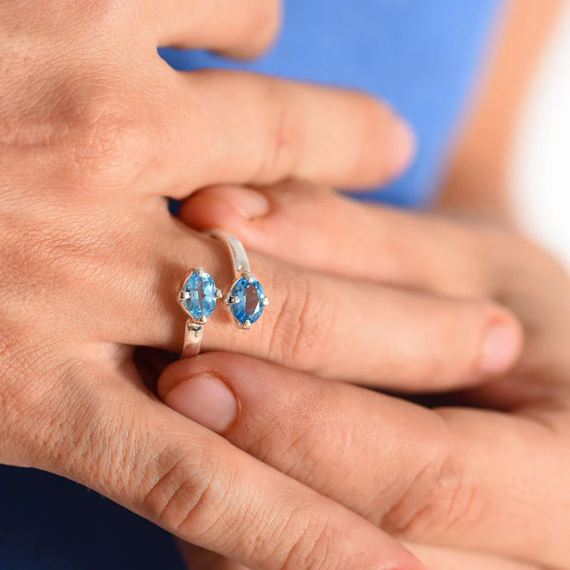 Twin stoned ring-Blue Topaz - Image 2