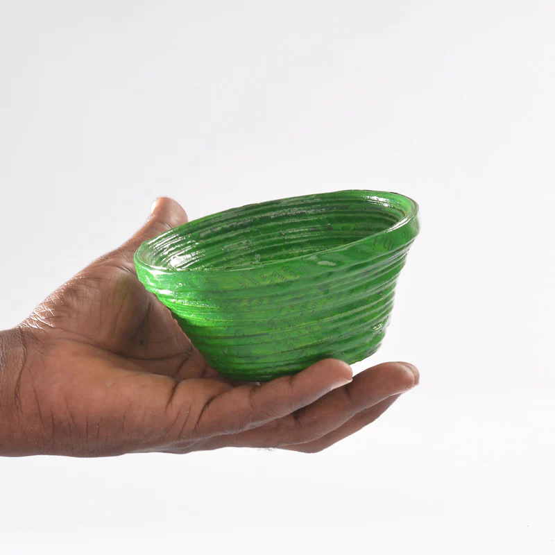 Upcycled Coiled Newspaper Bowl Round - Image 3