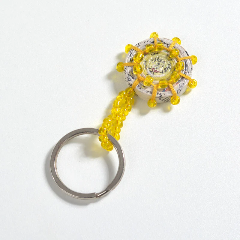 Upcycled Coiled Newspaper Keychain - Image 4