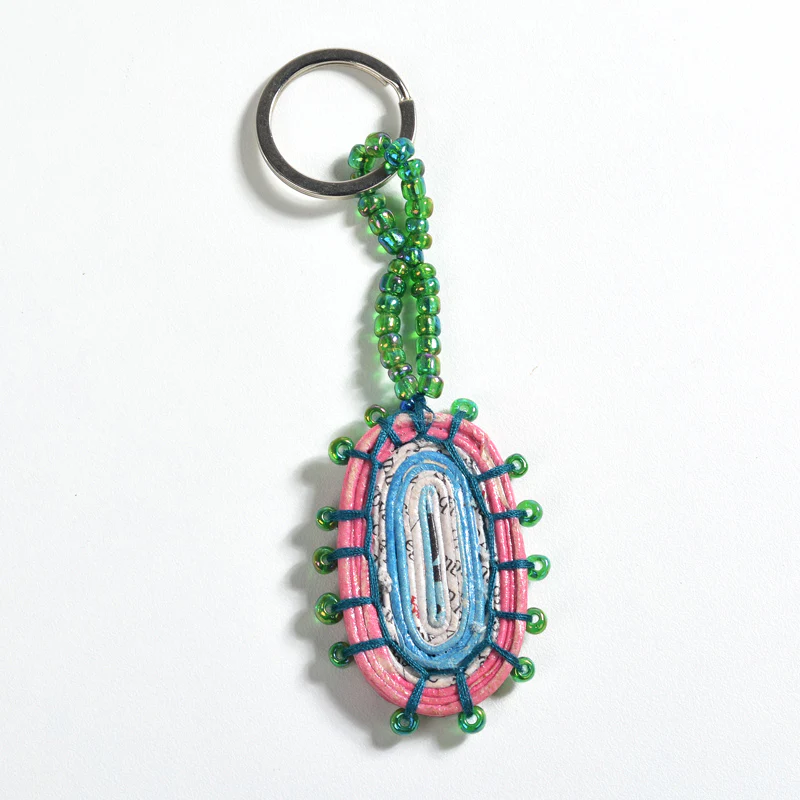 Upcycled Coiled Newspaper Keychain - Image 5