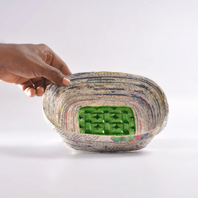 Upcycled Coiled Newspaper Mesh Tray Square - Image 4