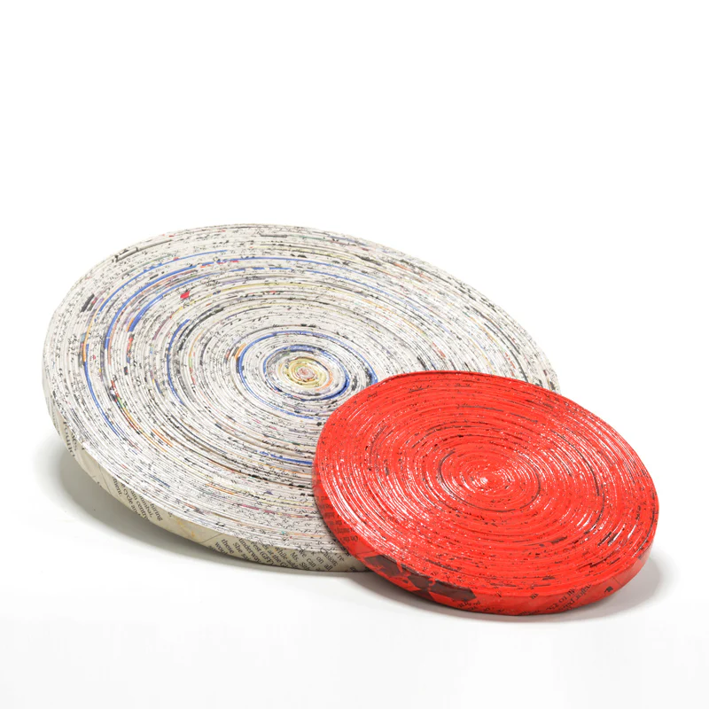 Upcycled Coiled Newspaper Pot Trivet Round - Image 2