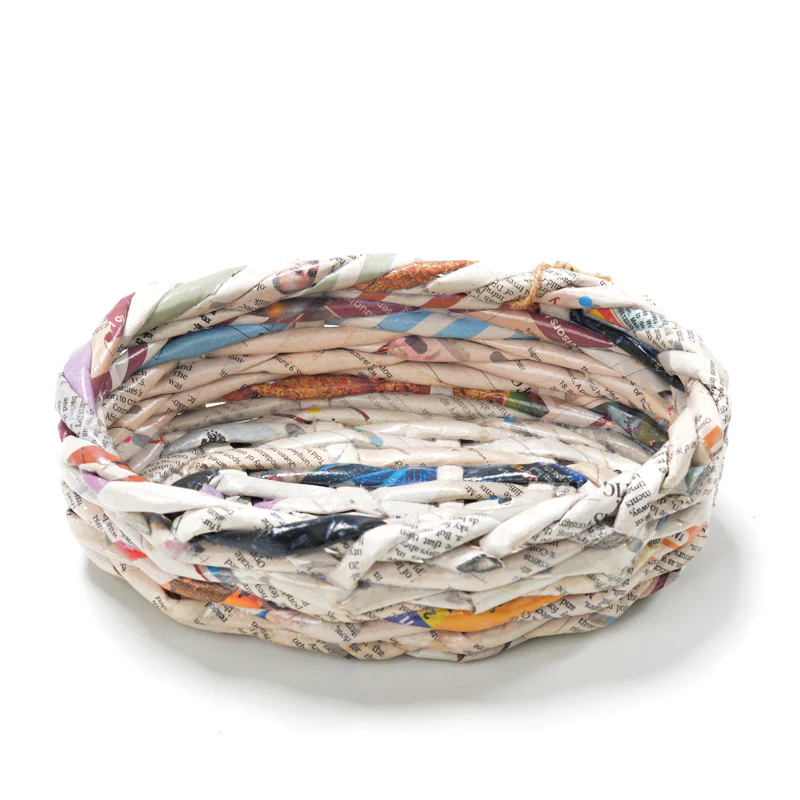 Upcycled Woven Newspaper Basket Oval - Image 5