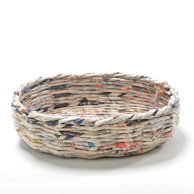 Upcycled Woven Newspaper Basket Oval - Image 7