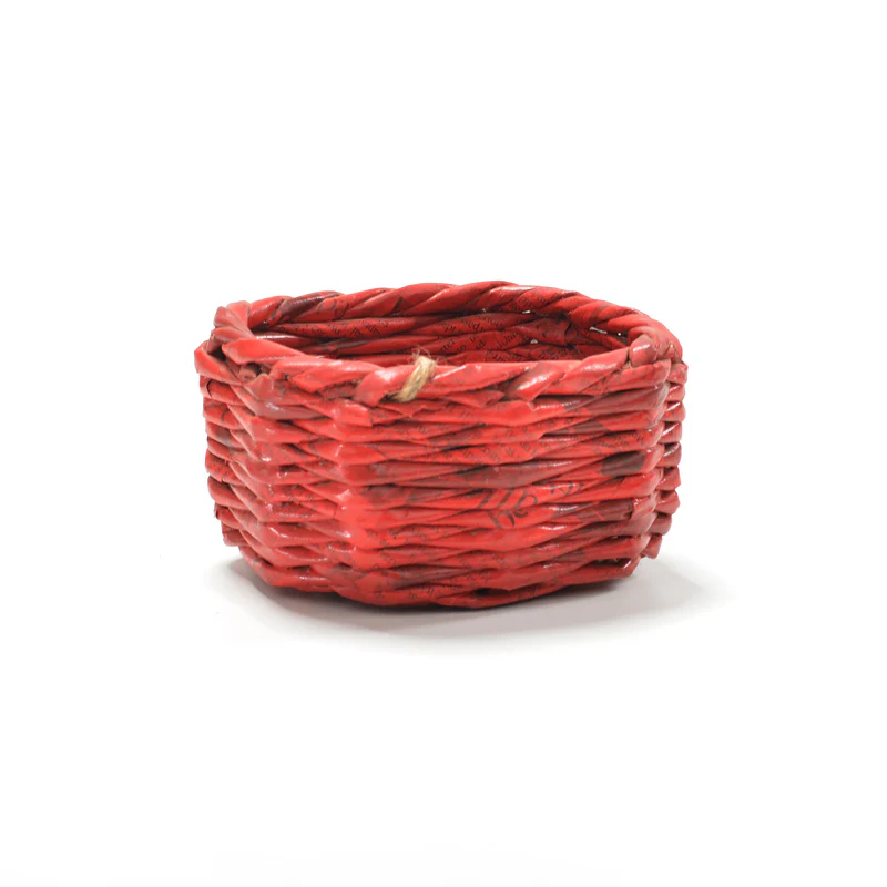 Upcycled Woven Newspaper Basket Rectangle - Image 11