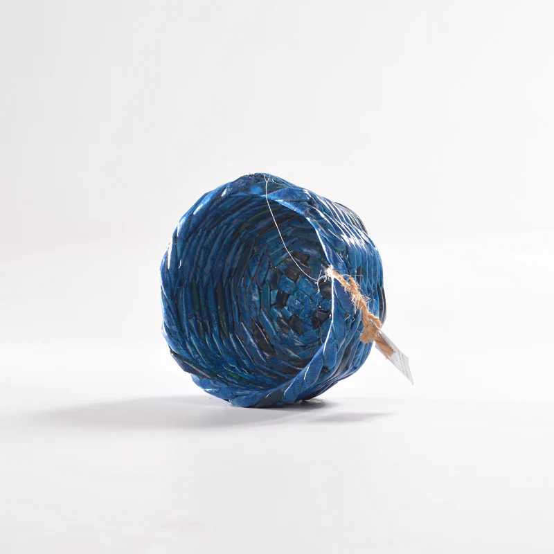 Upcycled Woven Newspaper Basket Round - Image 4