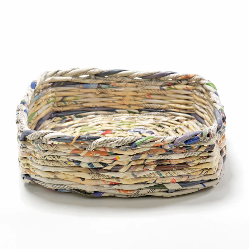 Upcycled Woven Newspaper Basket Square - Image 6