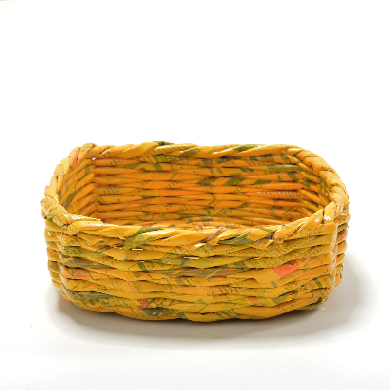 Upcycled Woven Newspaper Basket Square - Image 7