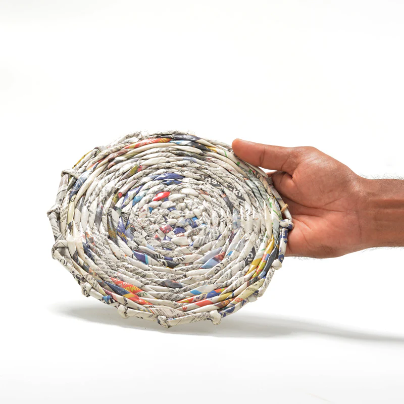 Upcycled Woven Newspaper Pot Trivets Round - Image 2