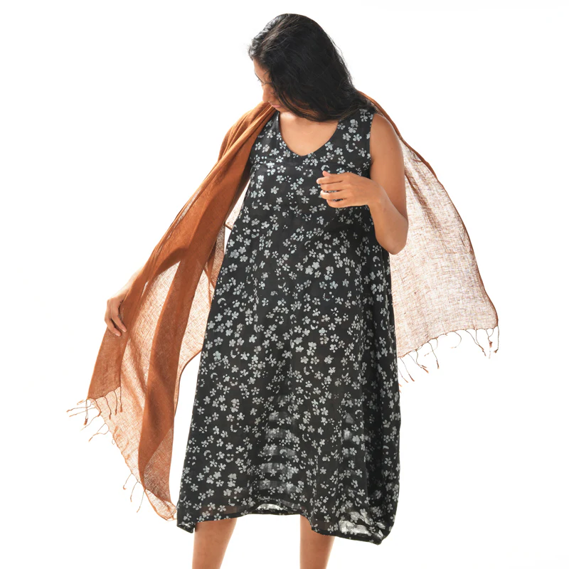 V Dress – Black Grey Batik Cotton - Image 7