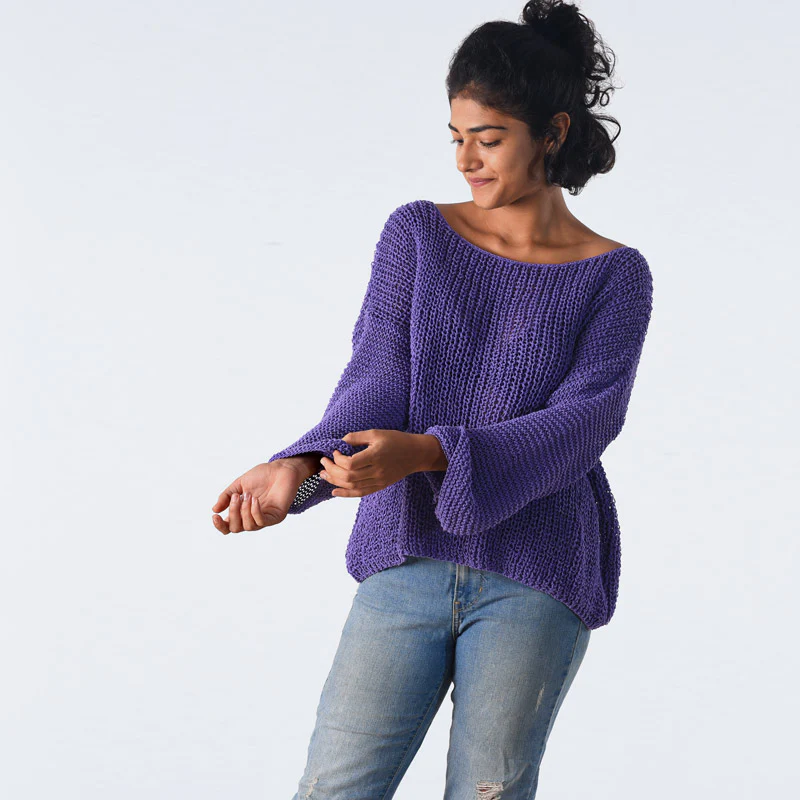 Violette Organic Cotton Hand Knit cropped Top - Image 6