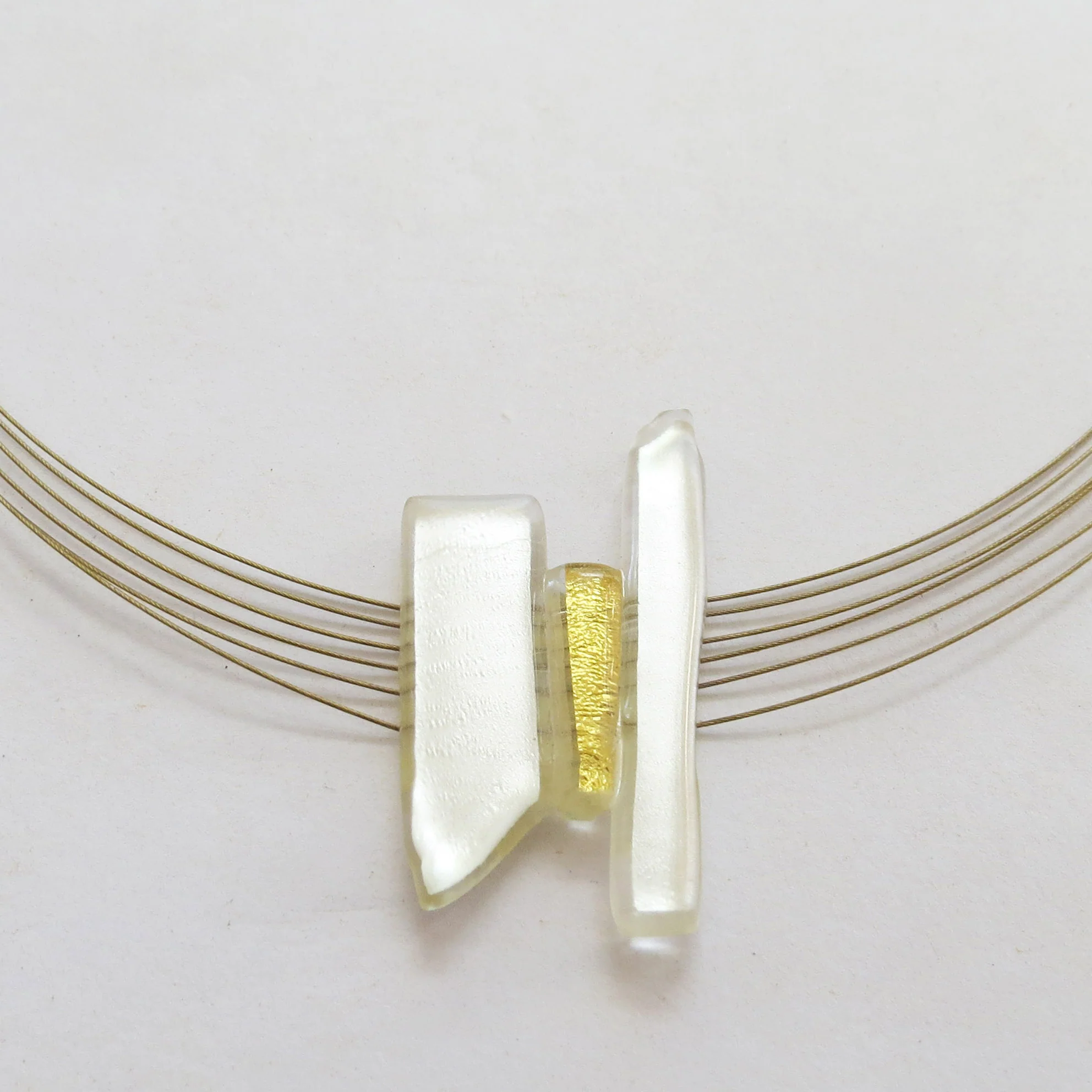 White Glass with Gold Necklace